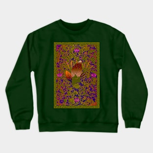 Floral Dream in Green and Violet Crewneck Sweatshirt